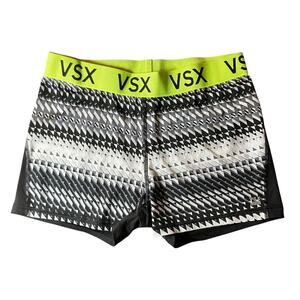 Victoria’s Secret VSX Sport Neon Waistband Geometric Shorts Black White L